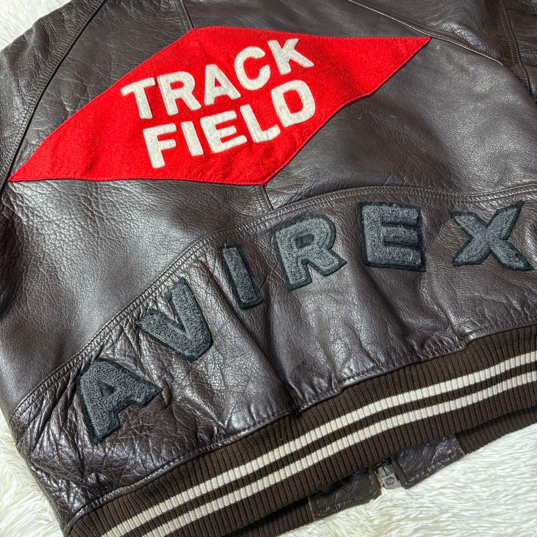 90s✨AVIREX アーチロゴ バーシティ オールレザージャケット M 短丈