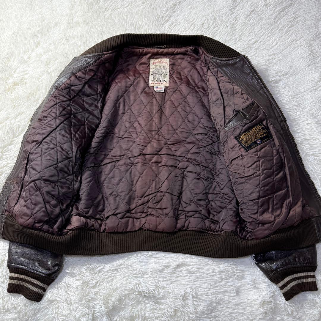 90s✨AVIREX アーチロゴ バーシティ オールレザージャケット M 短丈