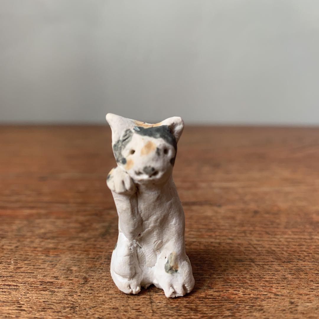 ご確認用　妻の作った　招き猫　正統派！　三毛猫　右手招き　極小小粒