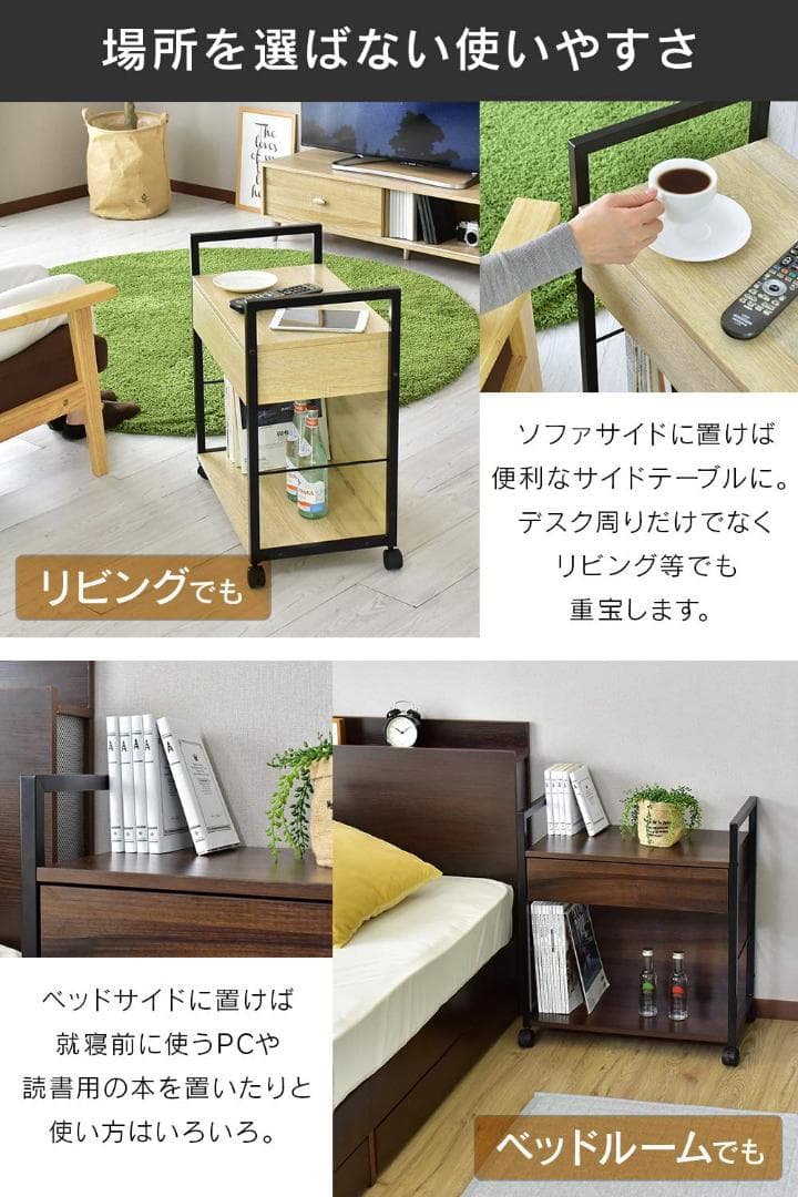 ☆コンパクトだけど便利な機能が満載　サイドワゴン　キャスター