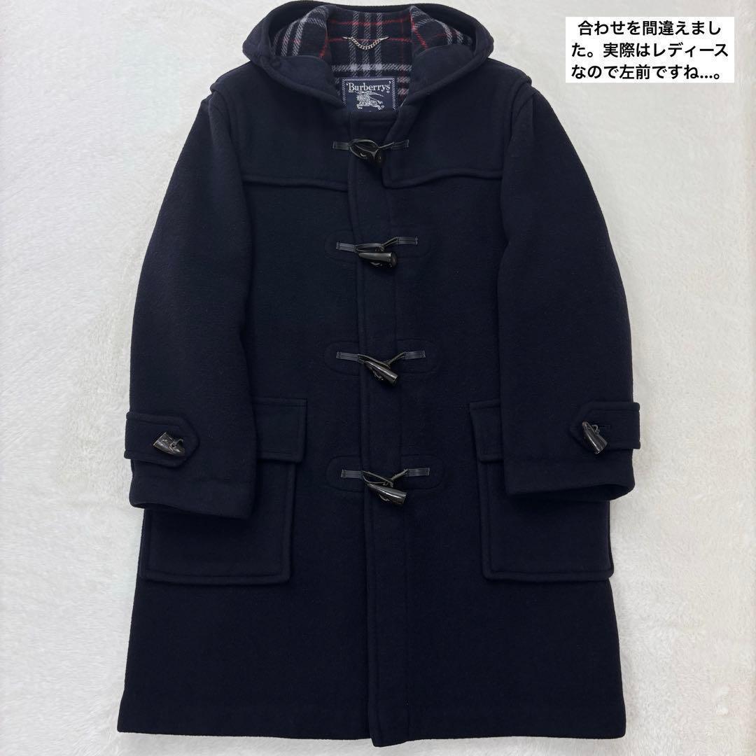 美品　バーバリーズ　ダッフルコート　ウール　ネイビー　ノバチェック　L〜XL相当