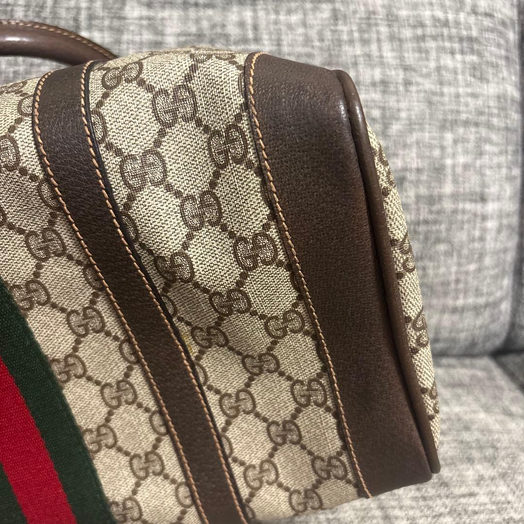 GUCCI オールドグッチ GG柄シェリーライン ミニボストンバッグ ブラウン