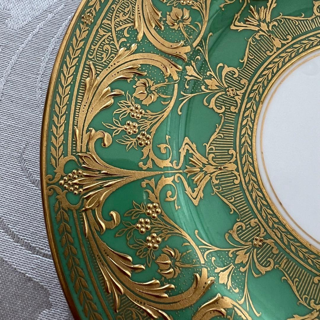 【英国アンティーク】美品　高級　ロイヤルウースター　金彩　金盛　エナメル　皿