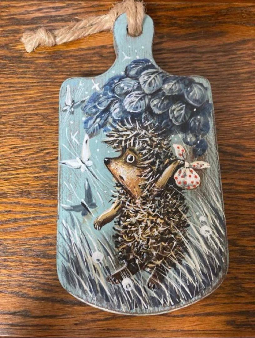 ロシア雑貨☆『霧の中のハリネズミ』木製壁掛け飾り マトリョーシカ ガリーナ作