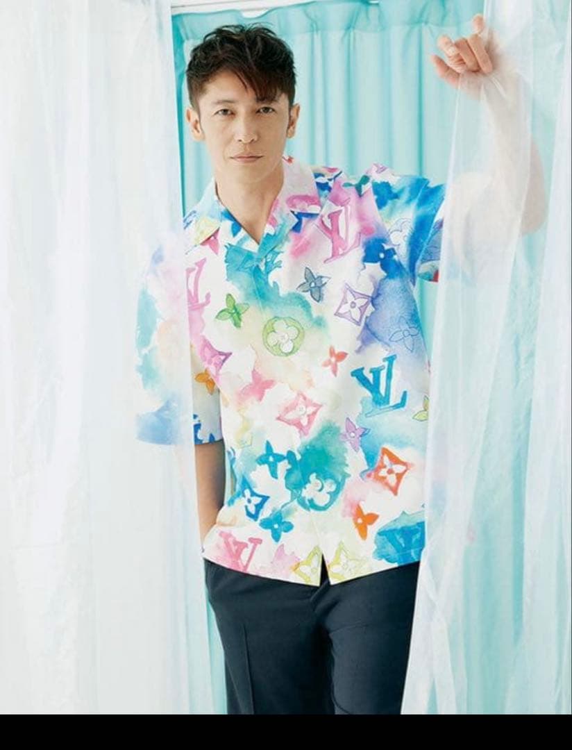 極美品 2021SS ルイヴィトン マルチカラーウォーターカラーシャツ M