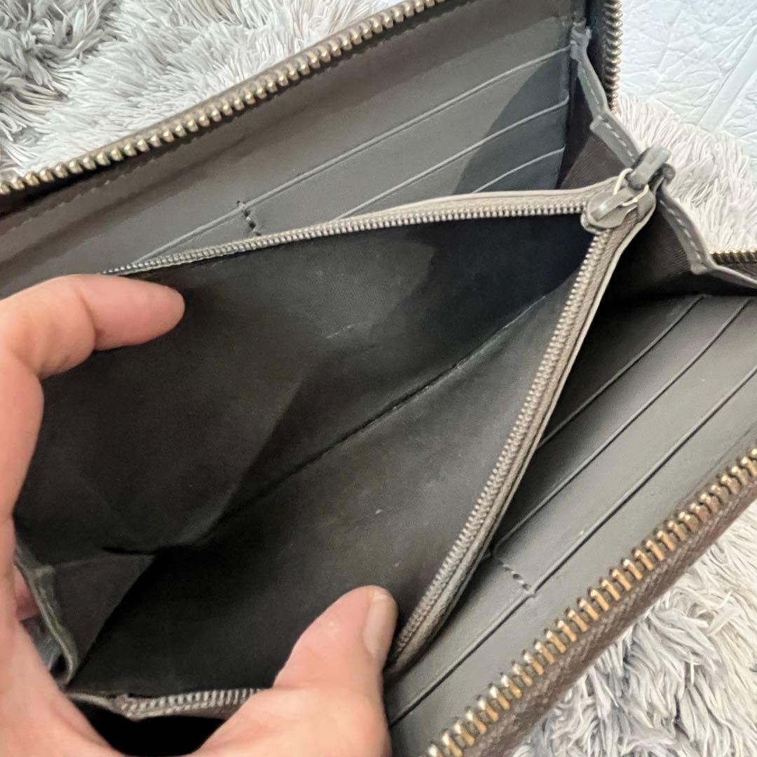 GUCCI マイクロシマ　ラウンドファスナー　グレー　長財布　メンズ　レディース