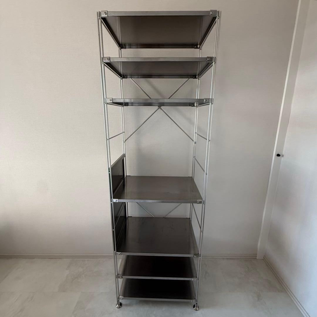 【引取】無印良品ステンレスユニットシェルフステンレス棚セット大+サイドパネル+棚