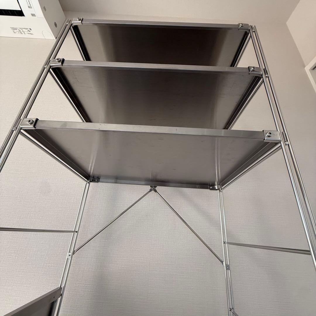 【引取】無印良品ステンレスユニットシェルフステンレス棚セット大+サイドパネル+棚