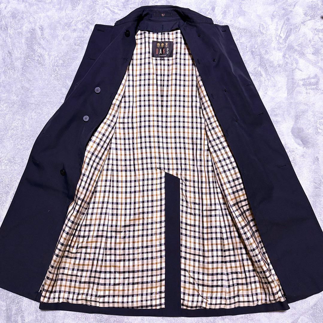 【未使用級】DAKS トレンチコート ライナー チェック 総柄 M 袖刺繍