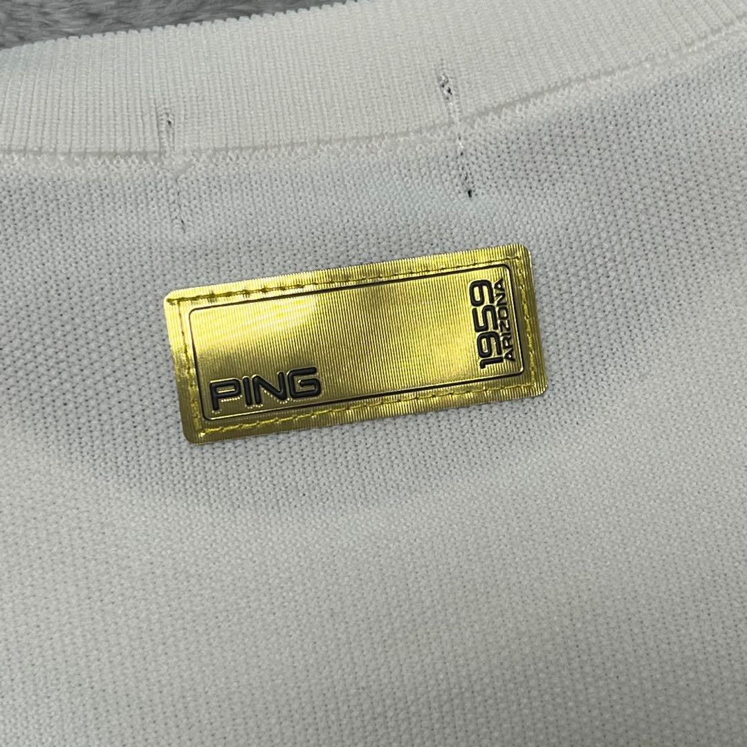 PING/メンズ/GOLDシリーズ/ホワイト/M size/ビッグロゴニット