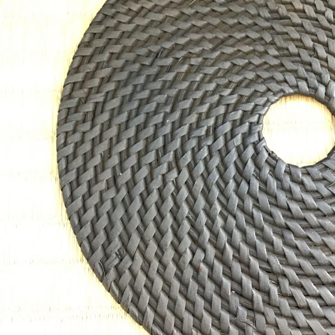 茶道具　釜敷　籐編み釜敷　船橋重郎作　桐共箱　紙箱　S236KS