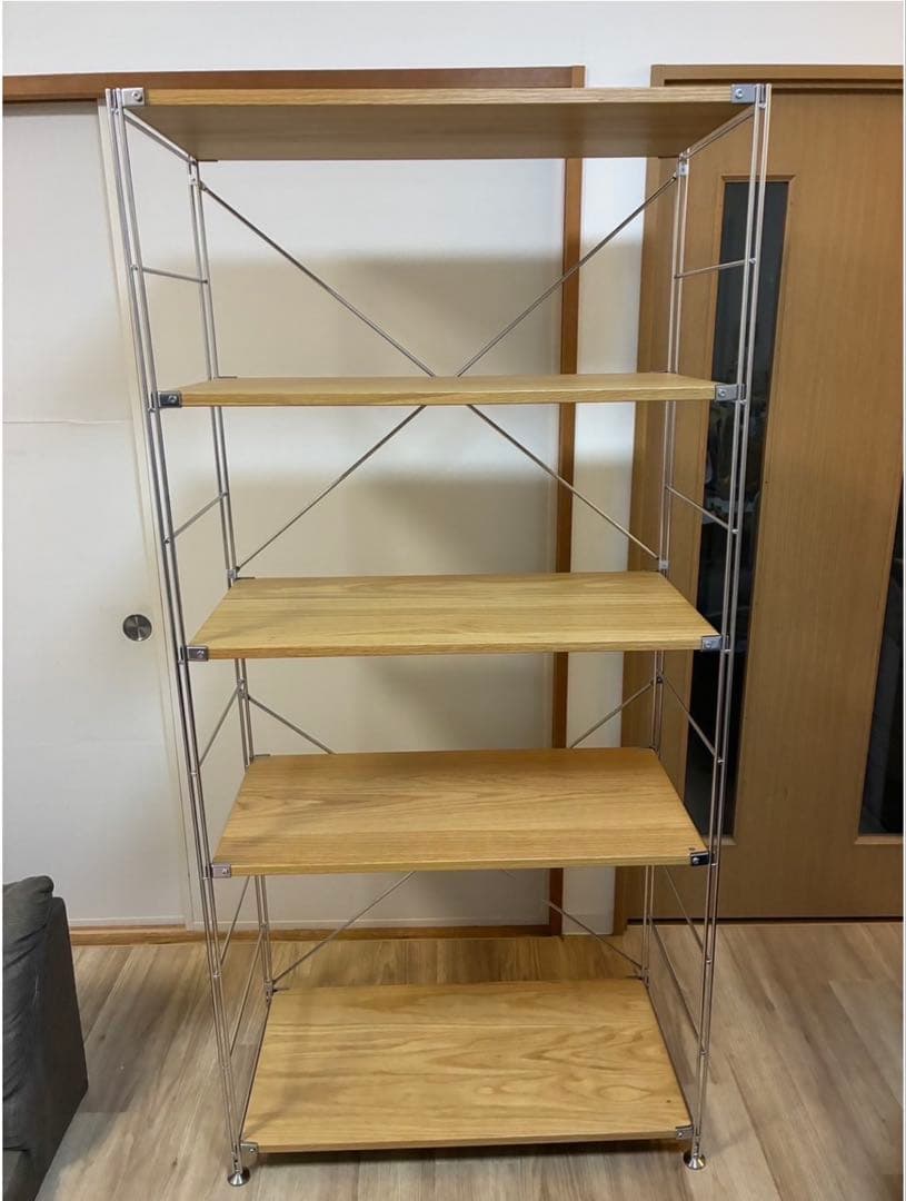 無印良品 ステンレスユニットシェルフ オーク材 棚セット ワイド大①