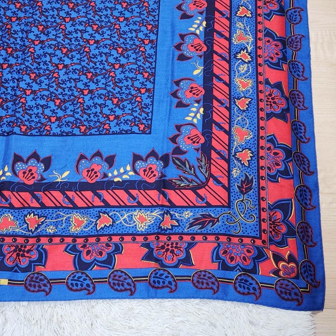 エルメス カシシル ストール 116×130 大判スカーフ カシミヤシルク 花柄