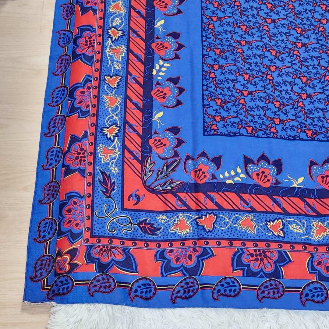 エルメス カシシル ストール 116×130 大判スカーフ カシミヤシルク 花柄