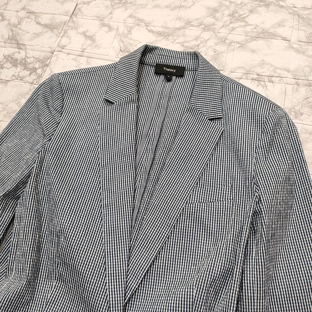 【未使用級】Theory セットアップスーツ シアサッカー チェック ブルー S