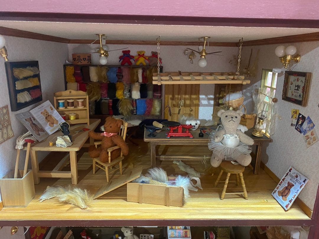 希少 特大 作家さん ドールハウス テディベア 手芸屋さん ミニチュア
