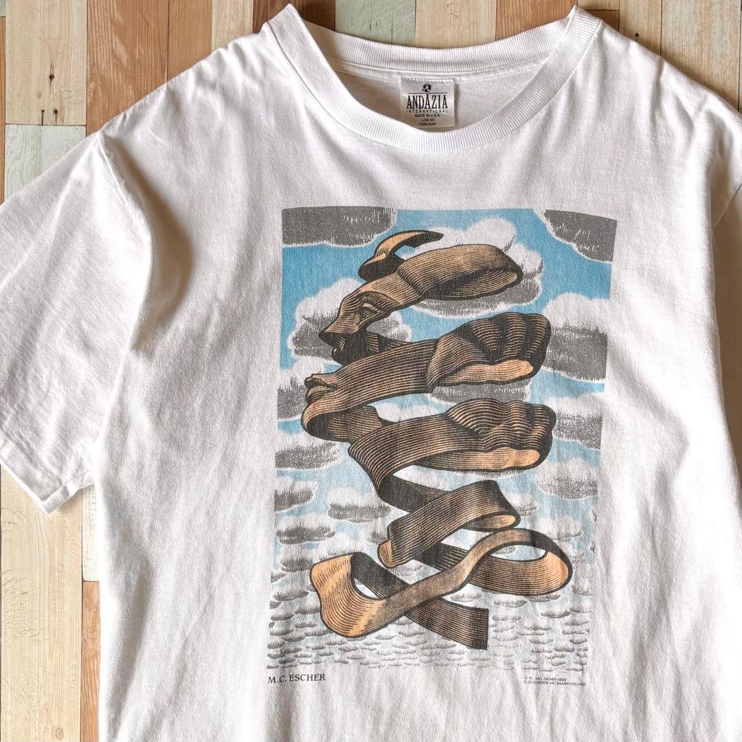 【激レア!!】90s M.C.ESCHER アートプリントTシャツ L シングル