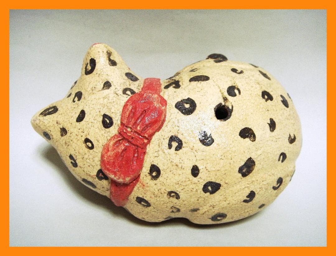 mf611⑤『ユキヒョウ 眠り猫』陶器　/骨董品 古美術 アンティーク 古玩