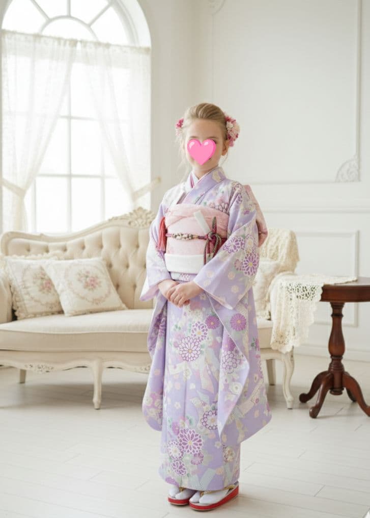 新品☆薄紫の着物に薄いピンクの作り帯