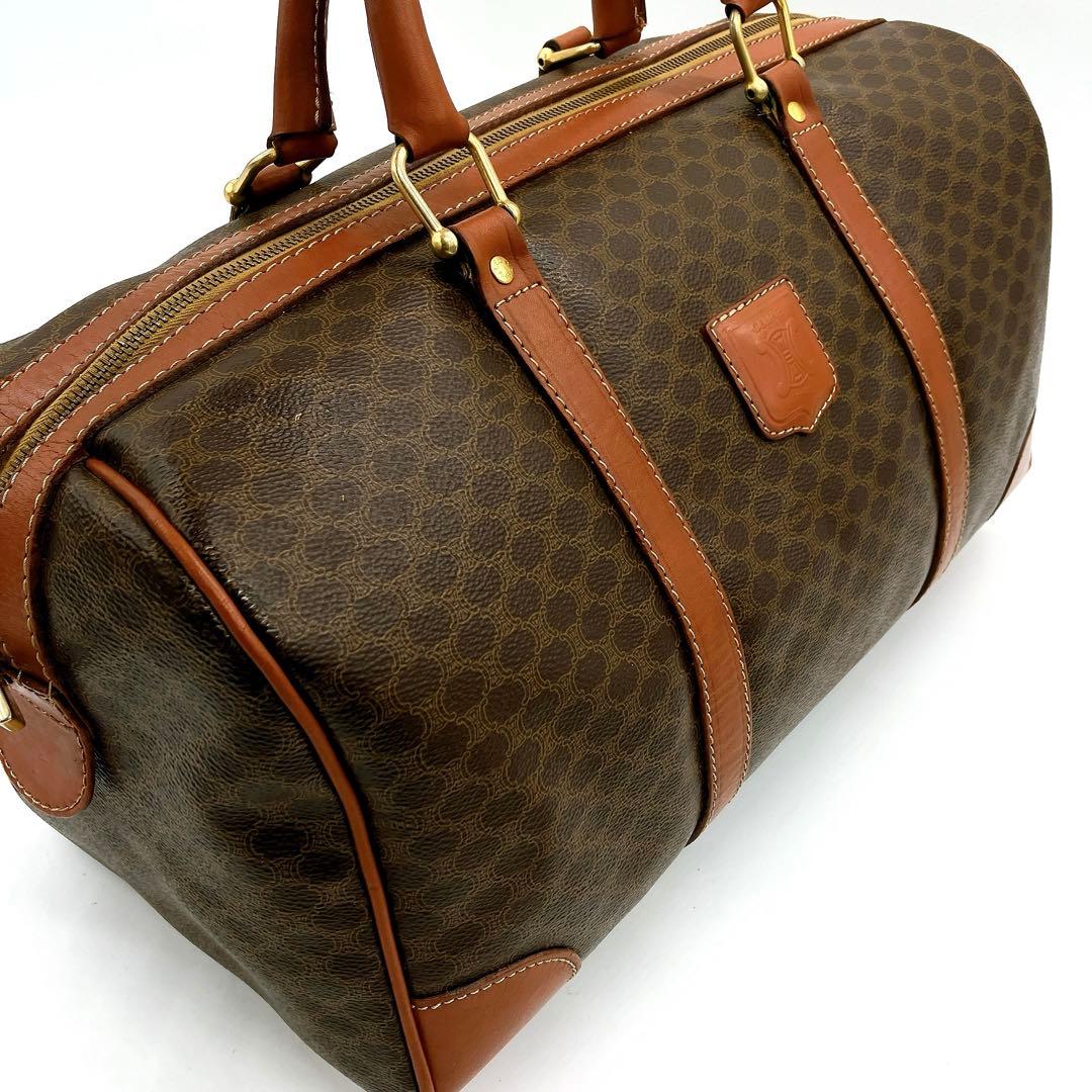 【CELINE】ボストンバッグ　旅行鞄　マカダム柄　PVC ダークブラウン.