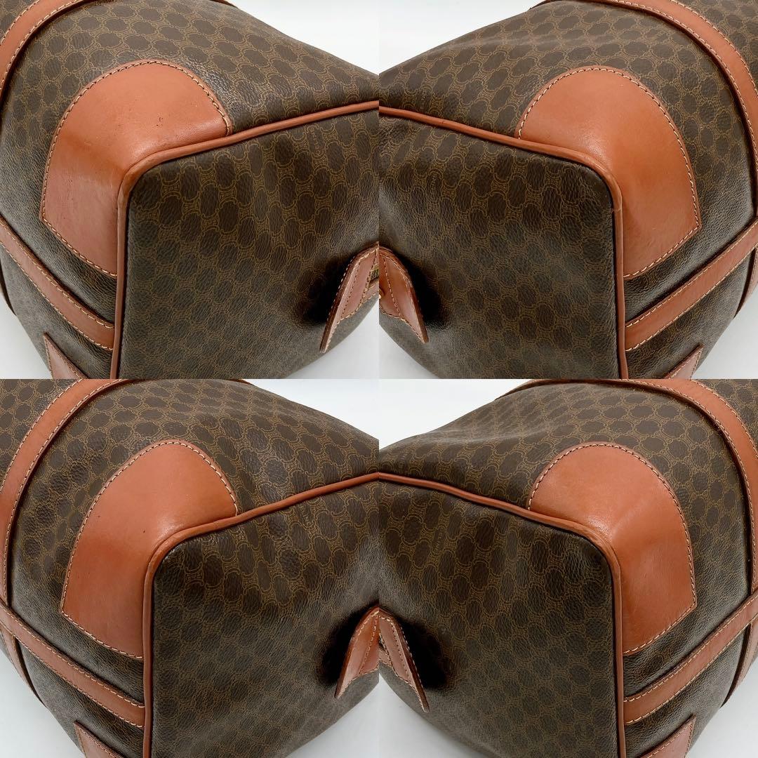 【CELINE】ボストンバッグ　旅行鞄　マカダム柄　PVC ダークブラウン.