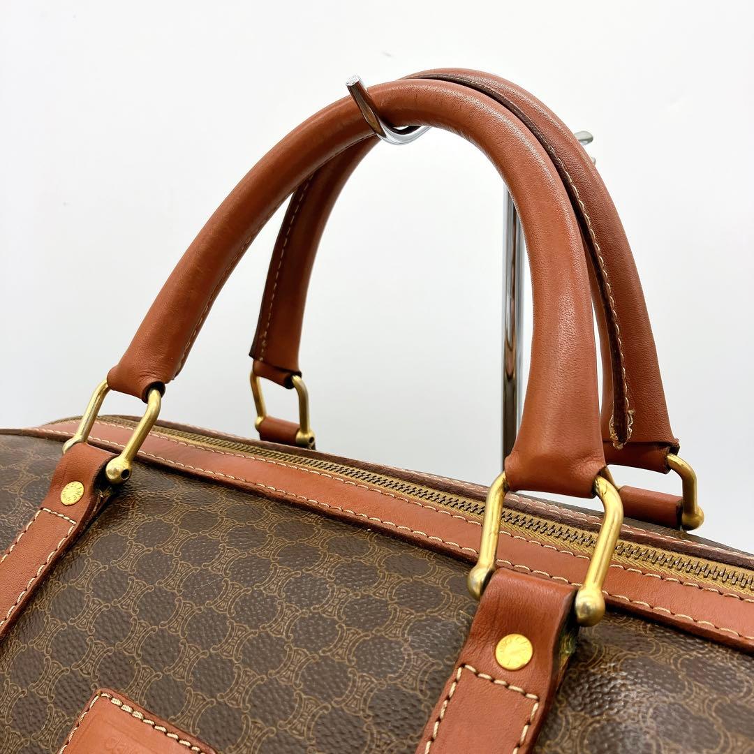 【CELINE】ボストンバッグ　旅行鞄　マカダム柄　PVC ダークブラウン.