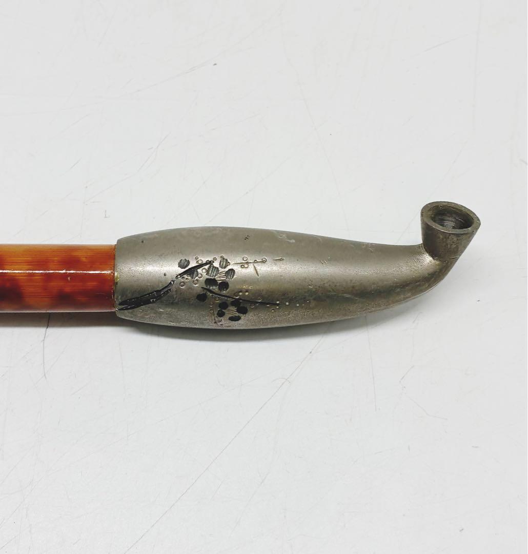 レトロ アンティーク 浅草煙管勝ち虫銀色 喫煙具 キセル 煙管