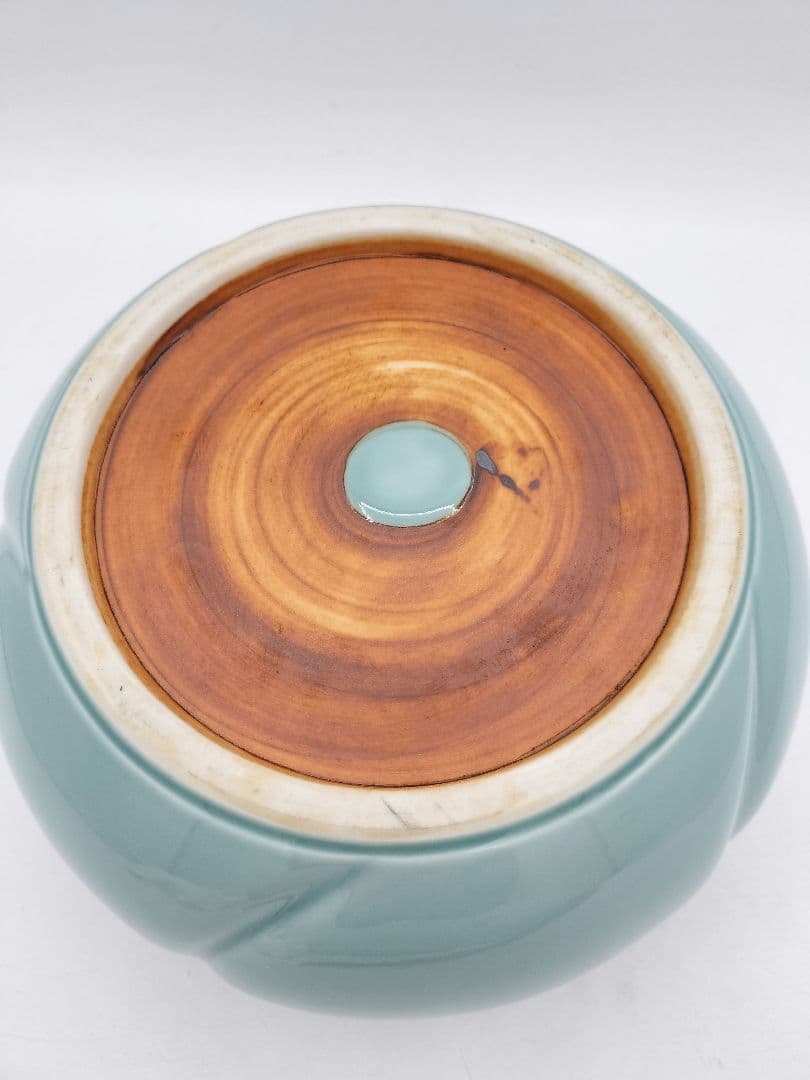 c911 水指 青磁捻梅 桜峰作 木箱 茶道具 古物