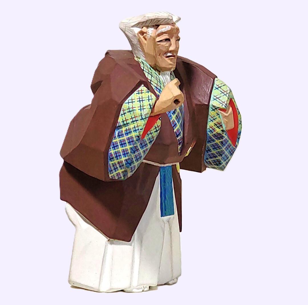 一刀彫 高砂 奈良一刀彫 奈良人形 木嶋良宗 工芸品 置物 共箱