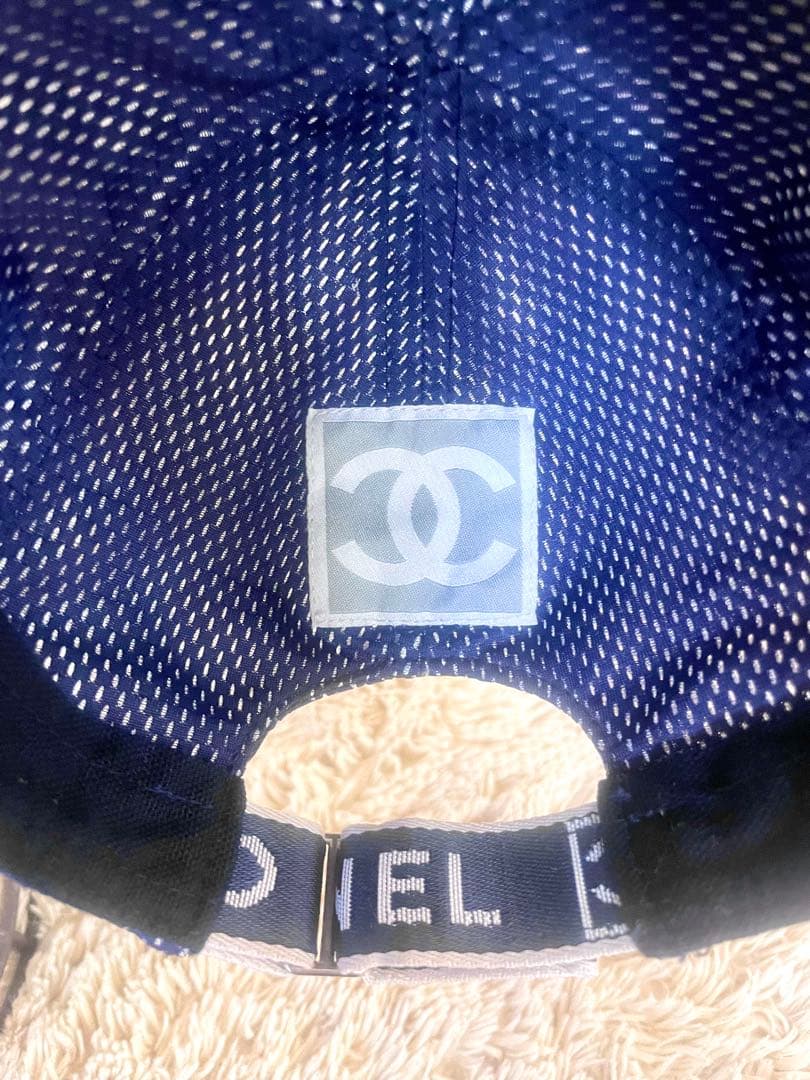 美品　CHANEL メッシュデザインキャップ　ネイビー