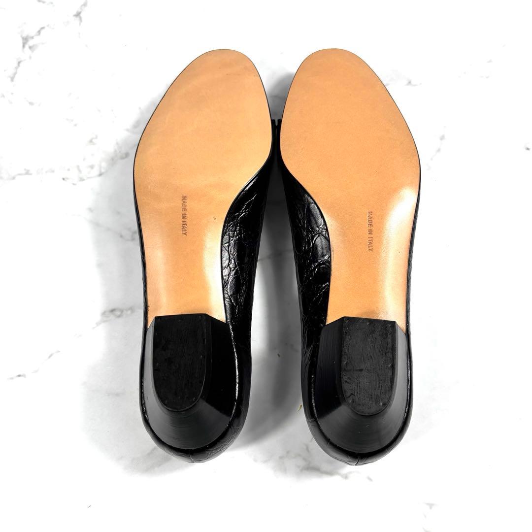 【美品】 Ferragamo ヴァラ リボン パンプス ブラック 黒 型押し