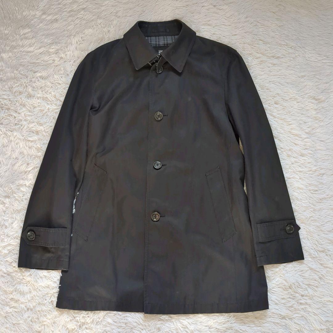 BURBERRY BLACK LABEL ステンカラーコート 黒 L バーバリー