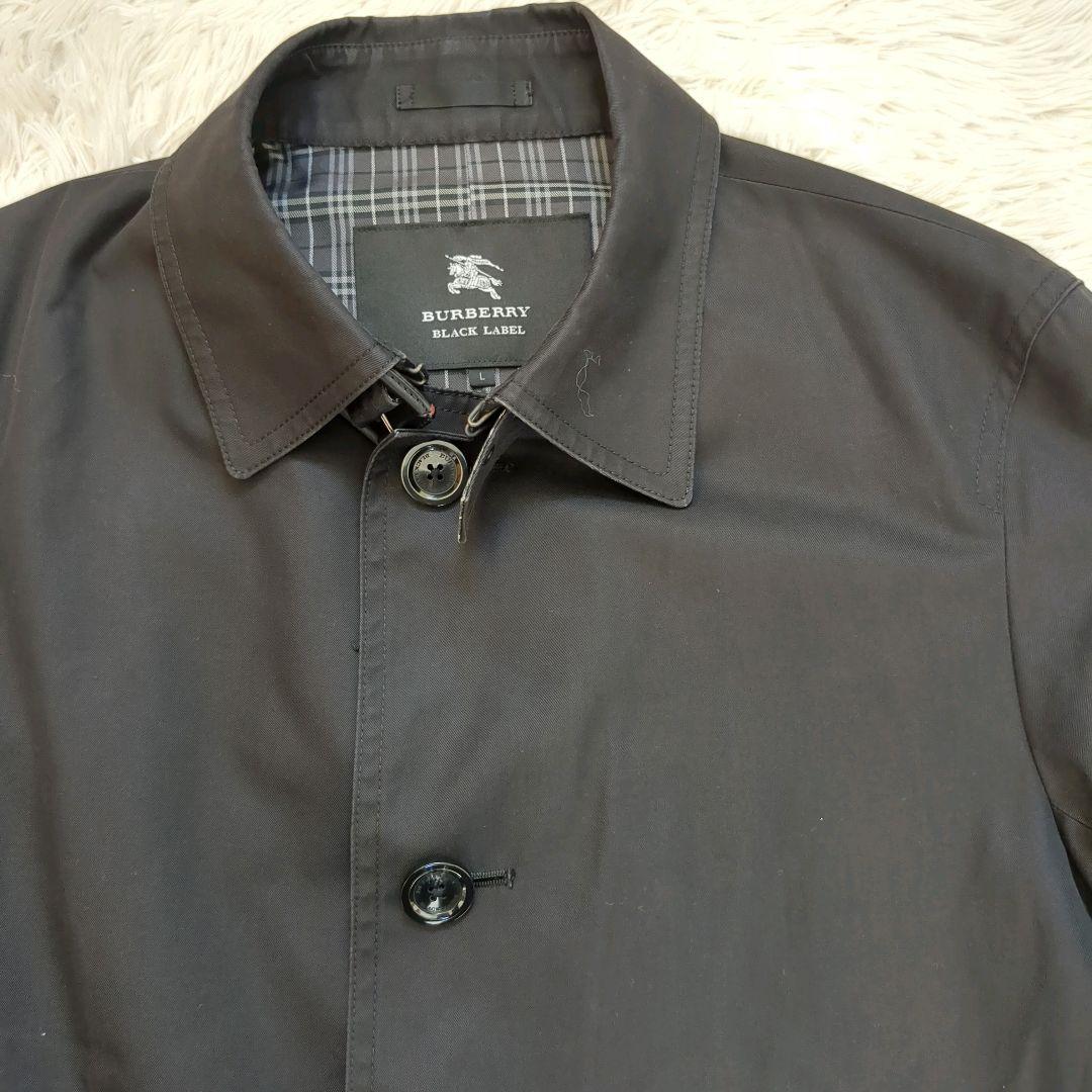 BURBERRY BLACK LABEL ステンカラーコート 黒 L バーバリー