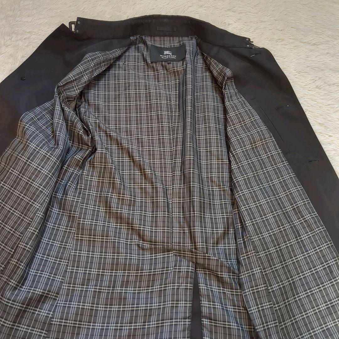 BURBERRY BLACK LABEL ステンカラーコート 黒 L バーバリー