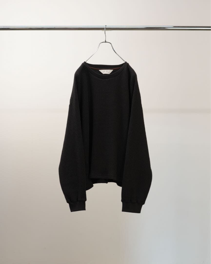ANCELLM　HEAVY WAFFLE OVER LS(BLACK)