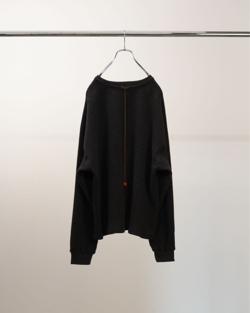 ANCELLM　HEAVY WAFFLE OVER LS(BLACK)