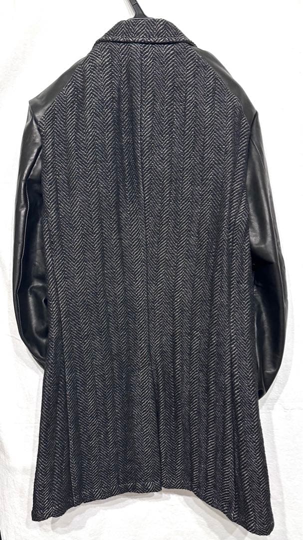 【定価17万】BACKLASH袖レザーツイードコート/バックラッシュライダース革