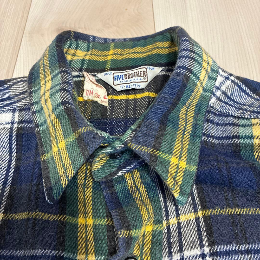 アメ製　FIVE BROTHER 長袖ネルシャツ XL