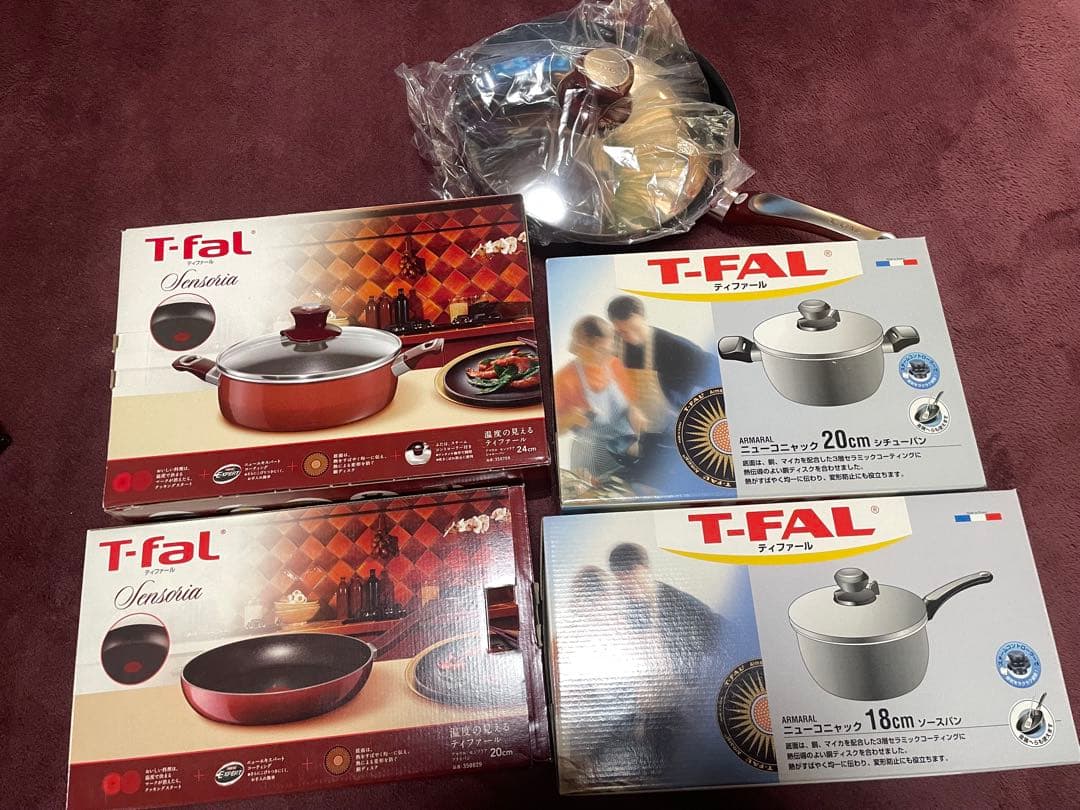新品T-fal 鍋・フライパンセット 赤　ティファール