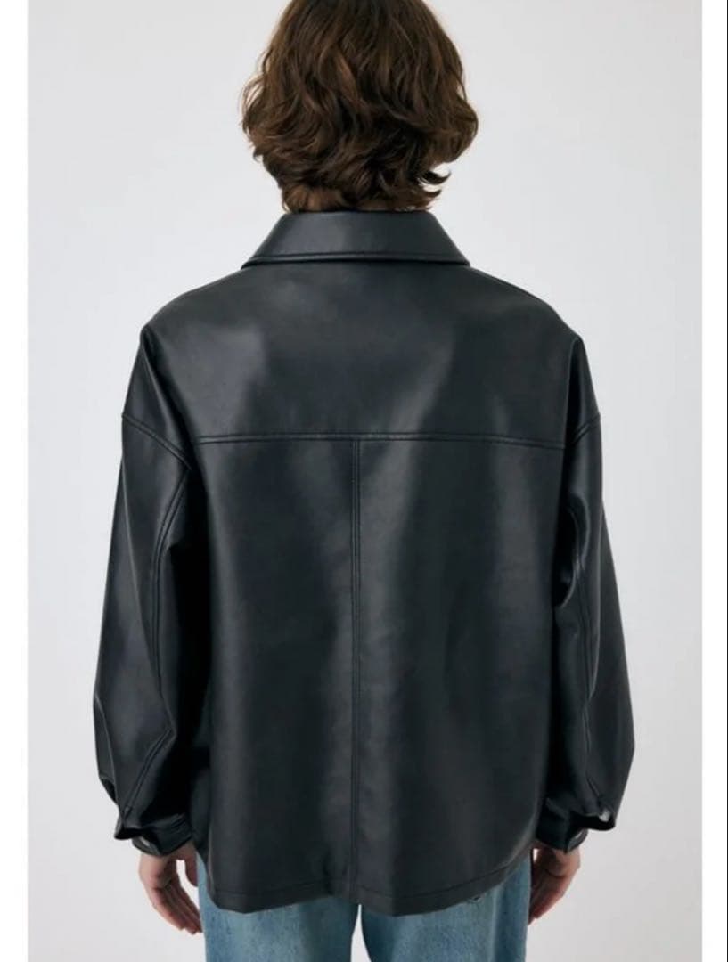 MOUSSY／FAUX LEATHER OVERジャケット／ブラック