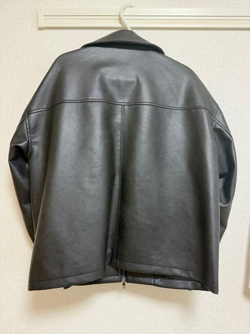 MOUSSY／FAUX LEATHER OVERジャケット／ブラック