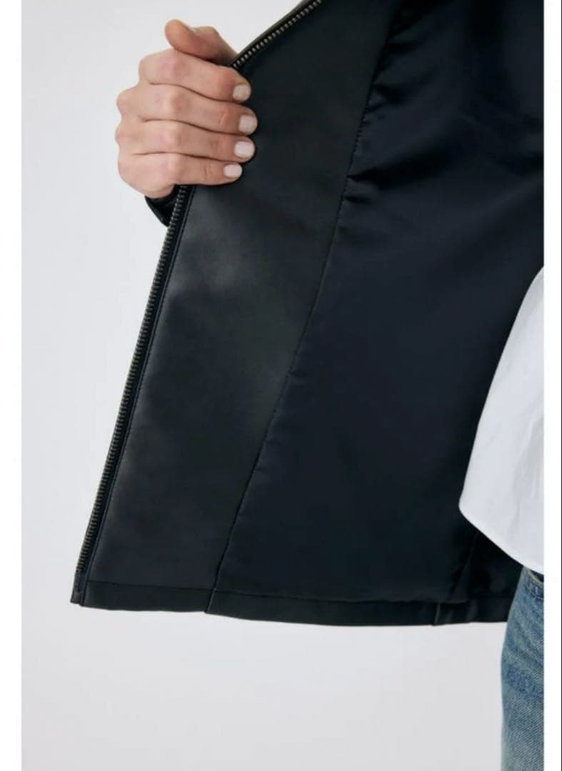 MOUSSY／FAUX LEATHER OVERジャケット／ブラック