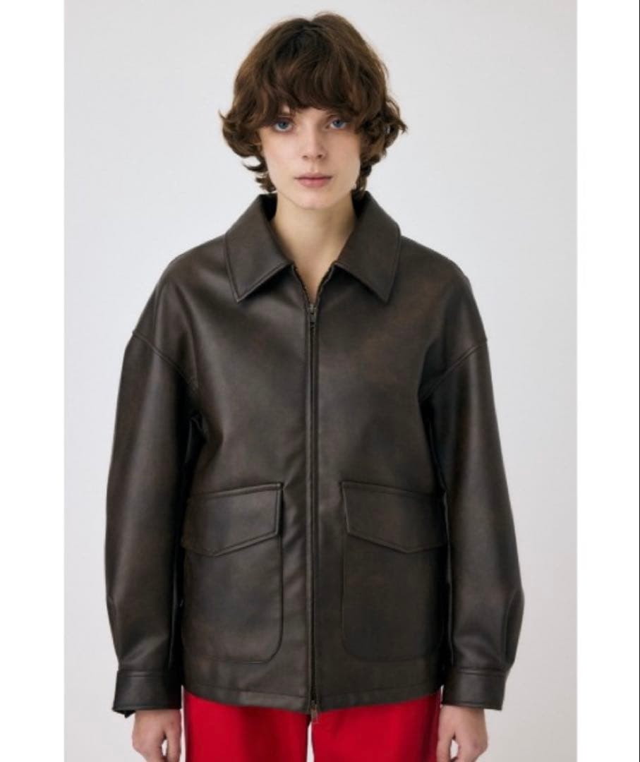 moussy マウジー　レザーオーバージャケット　レザーブルゾン　ダークブラウン