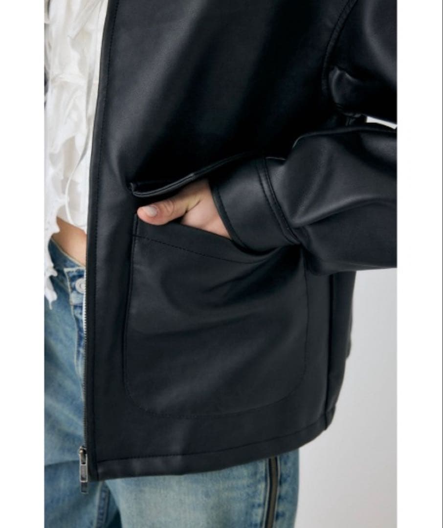 moussy マウジー　レザーオーバージャケット　レザーブルゾン　ダークブラウン
