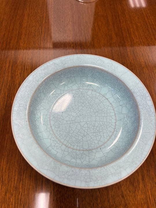 中国宋元官汝窯のお皿　唐物　古美術品　江戸アンティーク骨董コレクション青磁