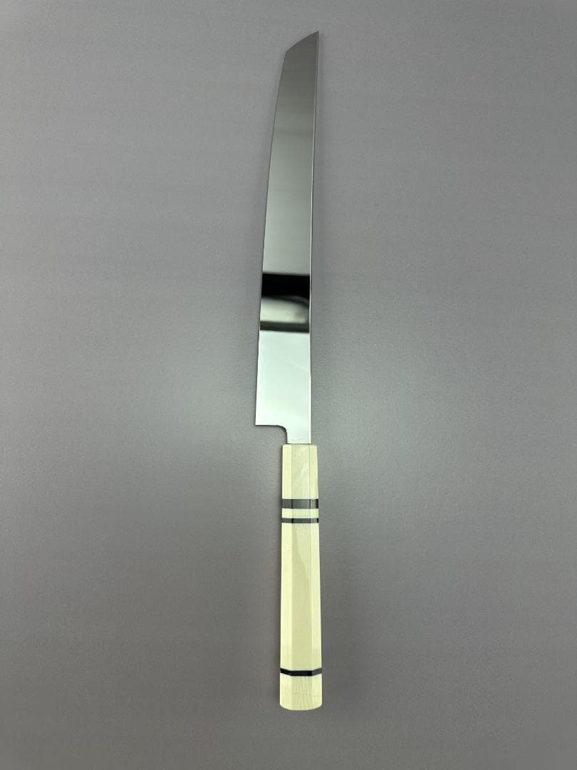 5559 先丸柳刃包丁 尺 ウルトラ鏡面仕上げ 刺身包丁 人工象牙黒三本巻八角柄