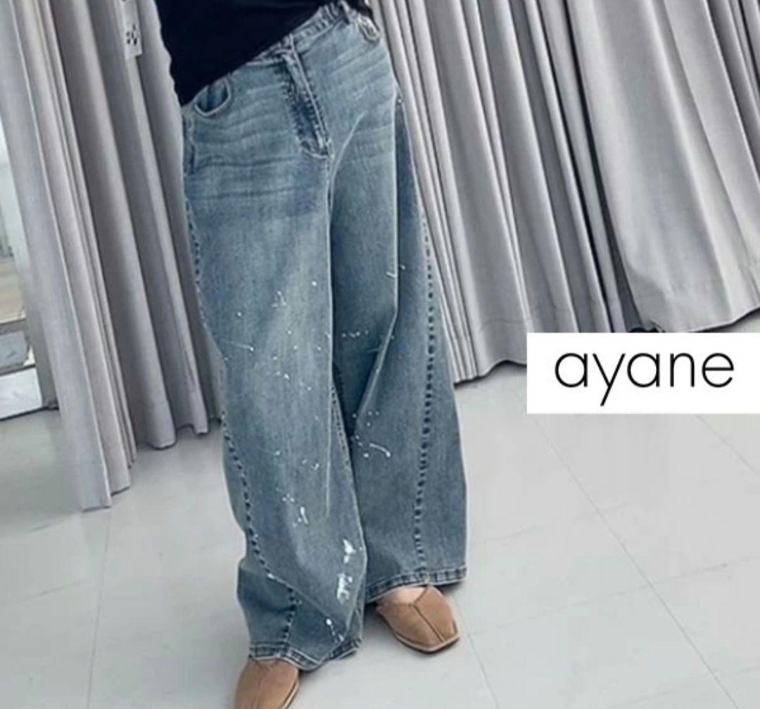 美品【ayane】ペイントデニム　ブリーチ　サイズ38