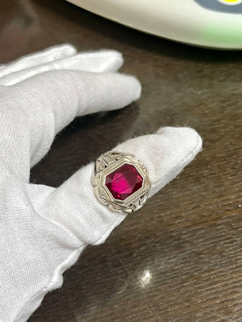 15号-17号石ルビー14KGF/SV925シルバーとゴー古指輪