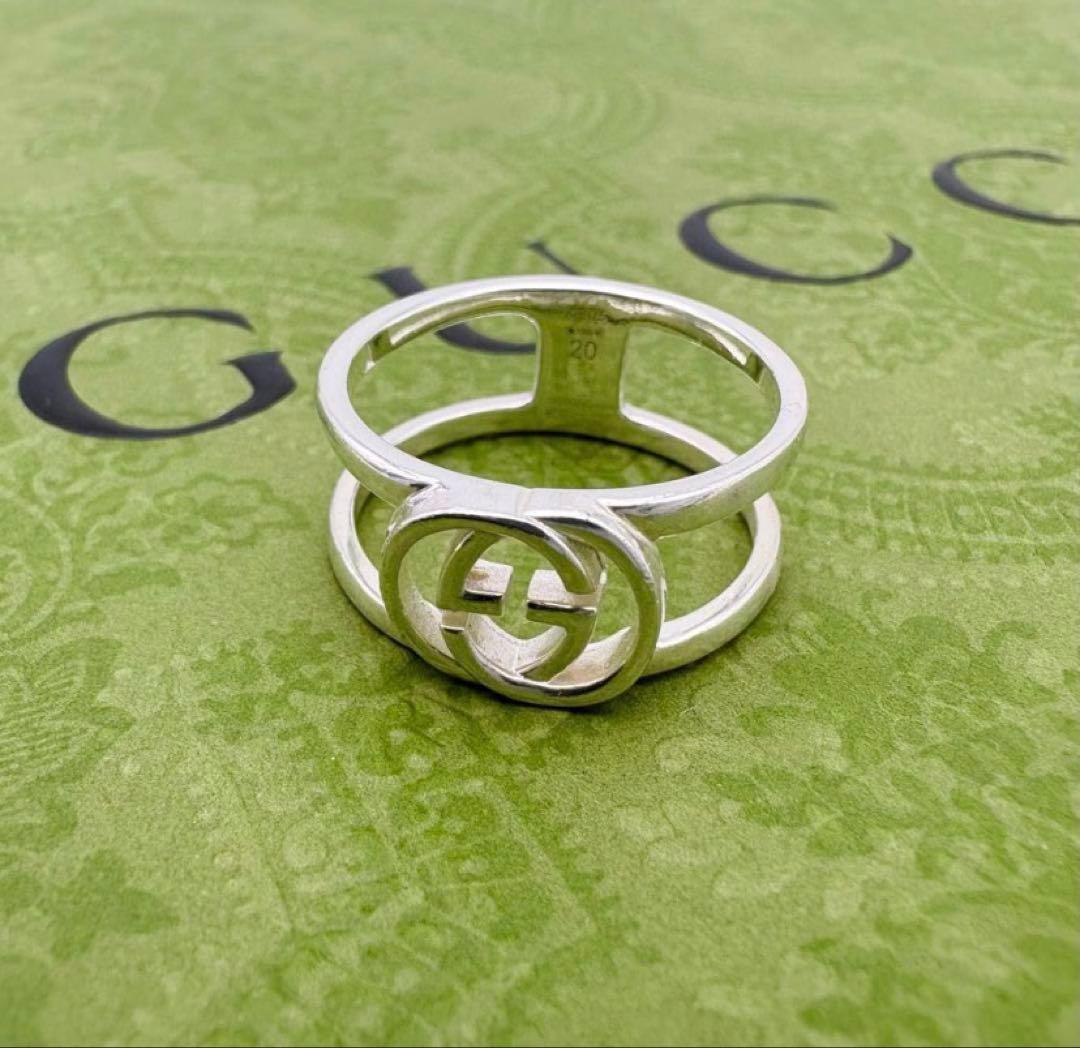 GUCCI シルバーリング インターロッキング オープン 925 20号 19号