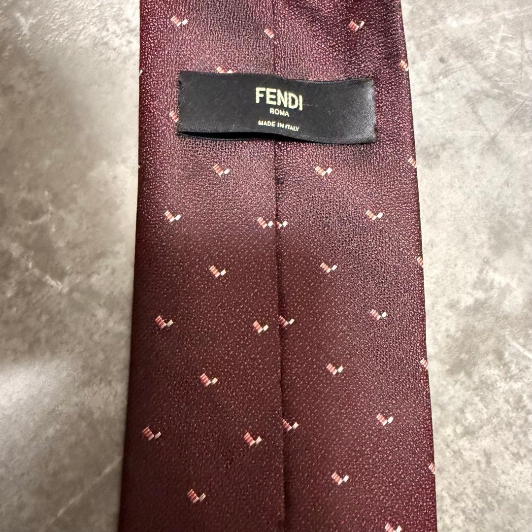 【✨極美品✨】FENDI フェンディ ネクタイ ワインレッド ジャガード シルク